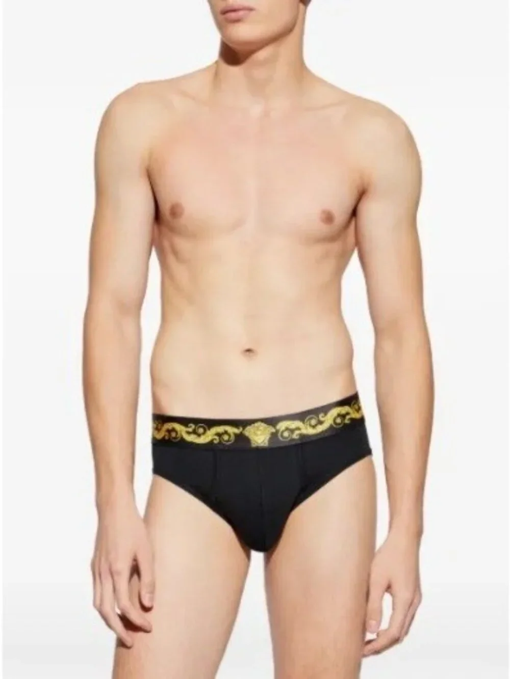 Versace Barocco Medusa Cotton Jersey Briefs Black XXL 7 NIB Authentic